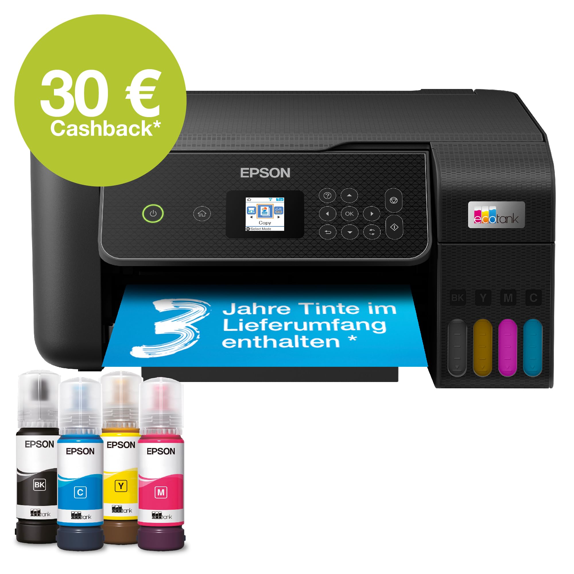 Epson EcoTank ET-2870 Tintentankdrucker WLAN A4 Drucken Kopieren Scannen LCD-Display