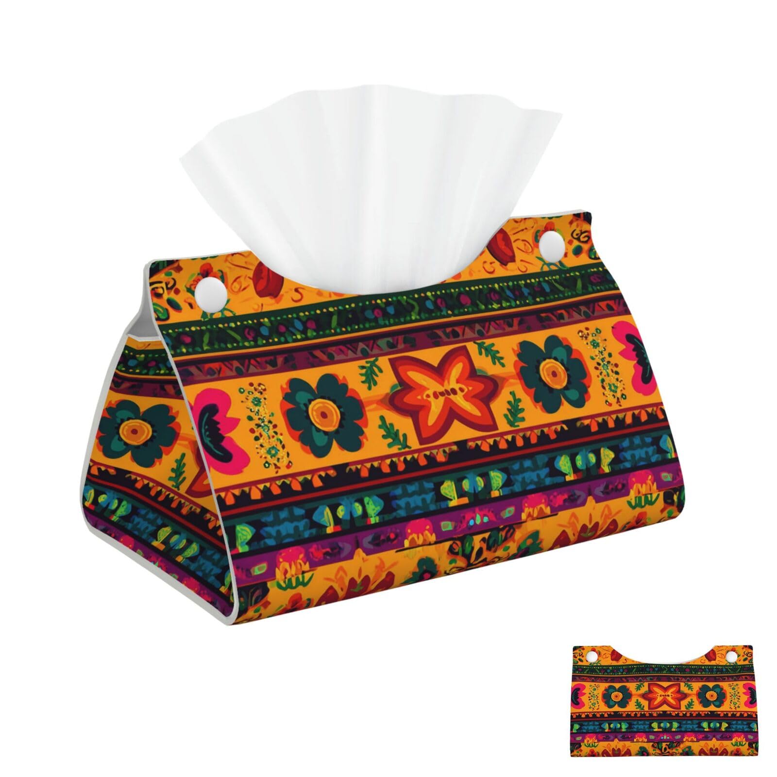 Mexican Folk Art Tissue Box Cover Square Cube Boxes