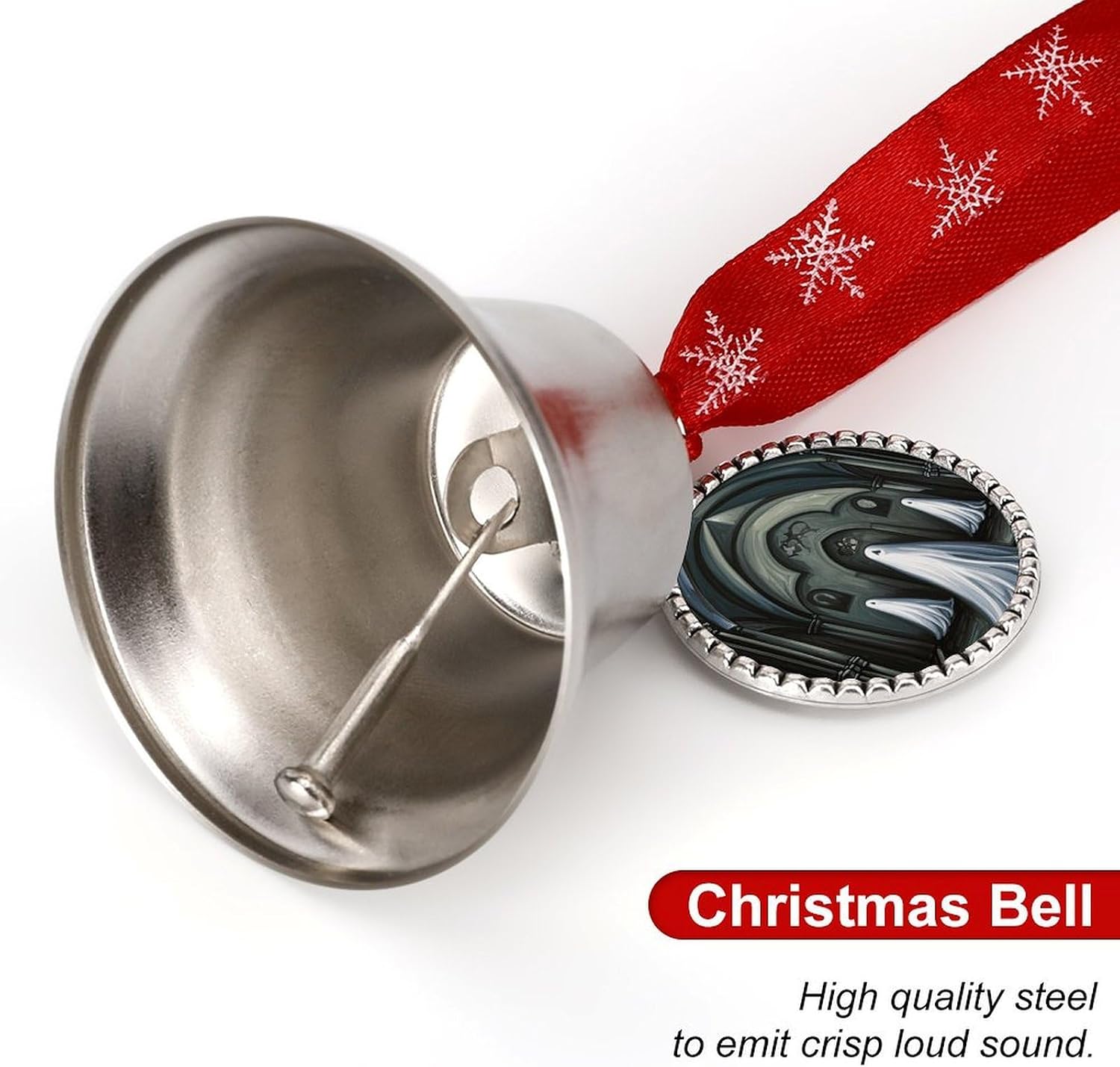 Christmas Bell, Cute Ghost Dark Academy Printed Hanging Christmas Love Bell Decorative Christmas Tree Ornament Christmas Bell Decor for Fireplace Bedroom Living Room