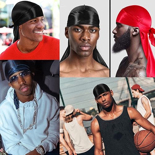 Miniatura 7 de 2 piezas Durag sedoso con tapa de onda elástica, cepillo ondulado para hombres y mujeres, kits de cepillos de ondas de cabello, gorras de compresión