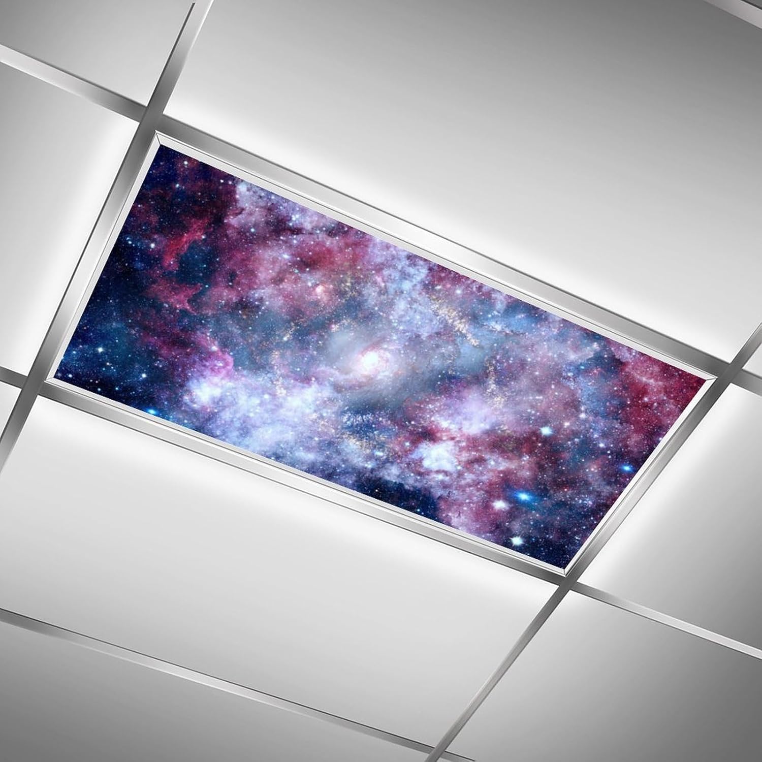 2PCS Fluorescent Light Covers for Classroom Ceiling Lights Magnetic Light Covers,Fluorescent Light Filters for School Home Office Drop Ceiling Lamp Decor Light Filters 4x2Feet(Evening Glow Cloud)
