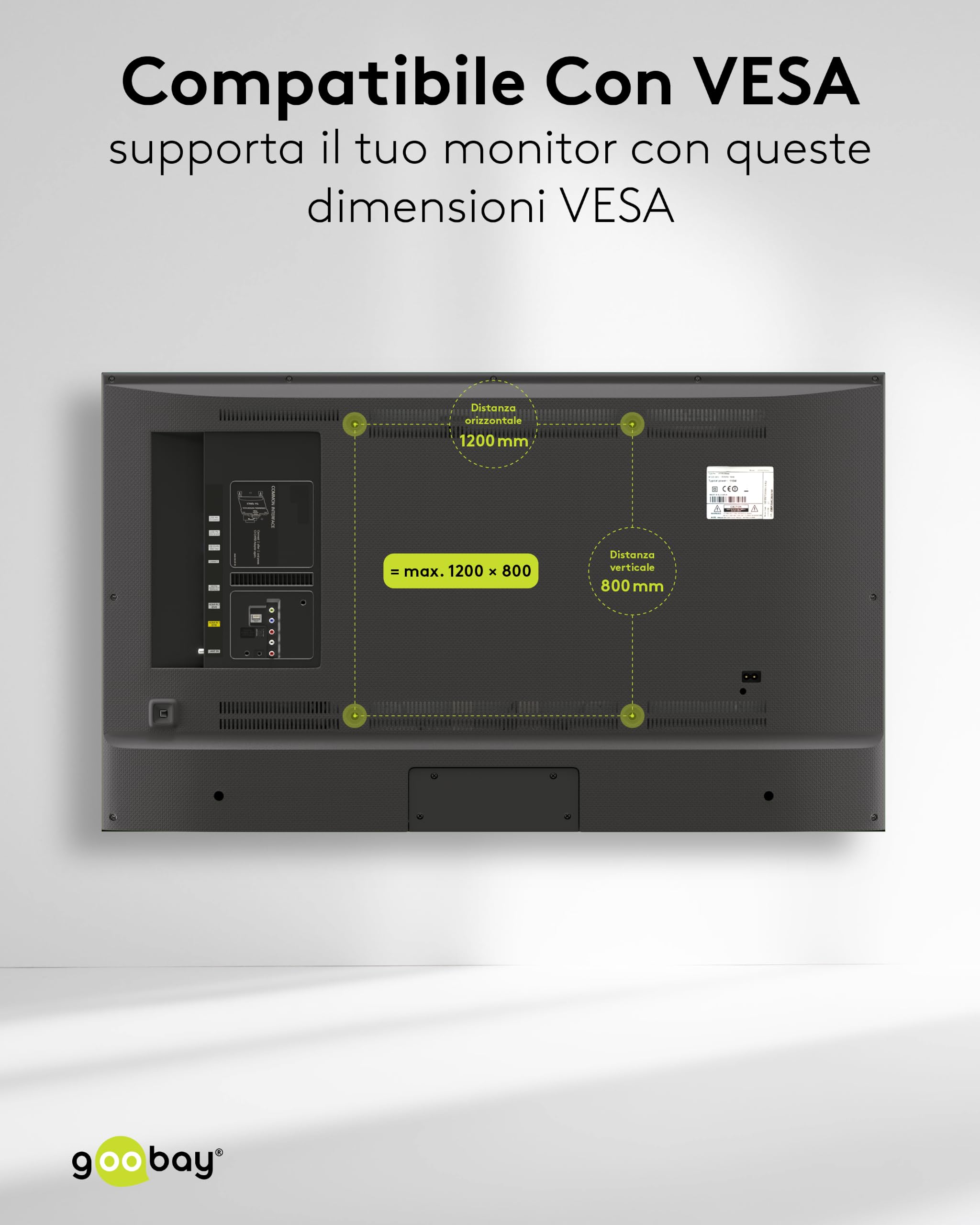 Supporto da parete per TV ultraslim 43-100 pollici, massimo 60 kg, per TV piatte