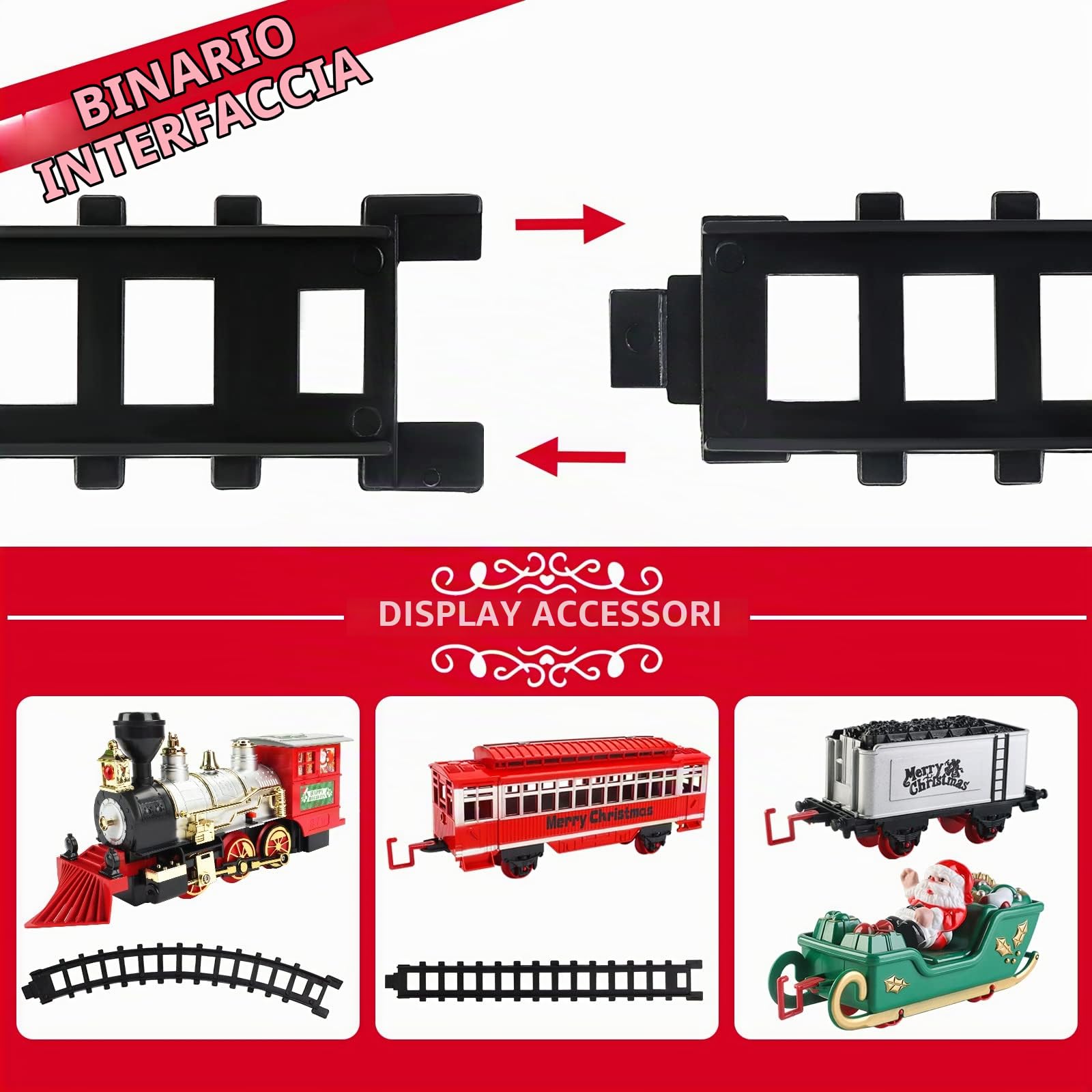 deAO Set di Treni Giocattolo per Bambini - Classico a Tema Natalizio