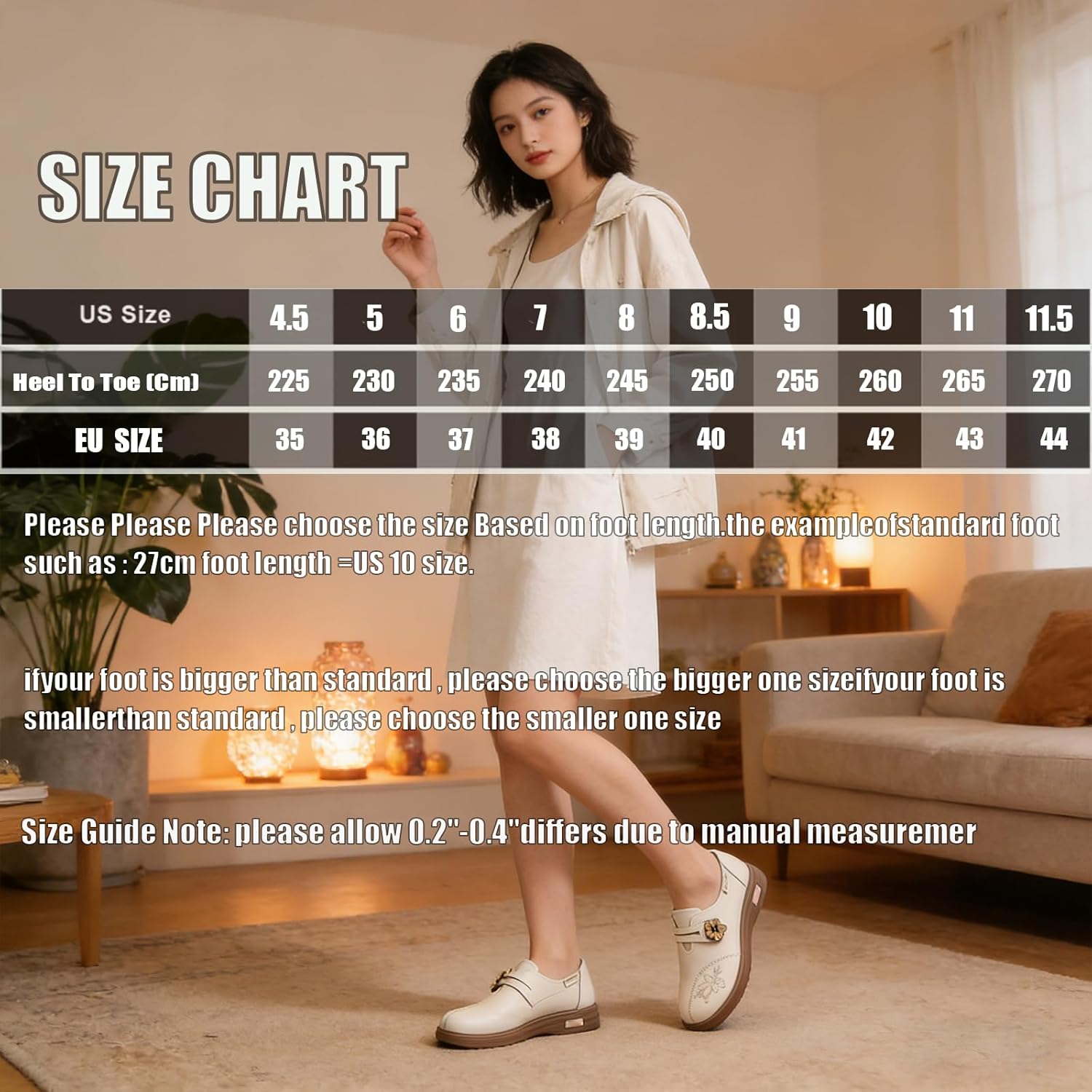 Women's Leather Round Toe Slip On Loafers Vintage Comfortable with Adjust Hook Loop Non Slip Soft Sole Casual Mam Walking Flats for Work Commuting Daily Wear - Image 4