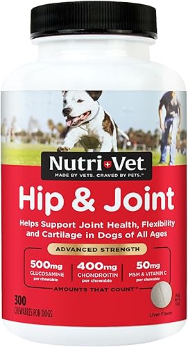 Nutri-Vet Advanced Strength - Suplementos masticables para perros de cadera y articulaciones