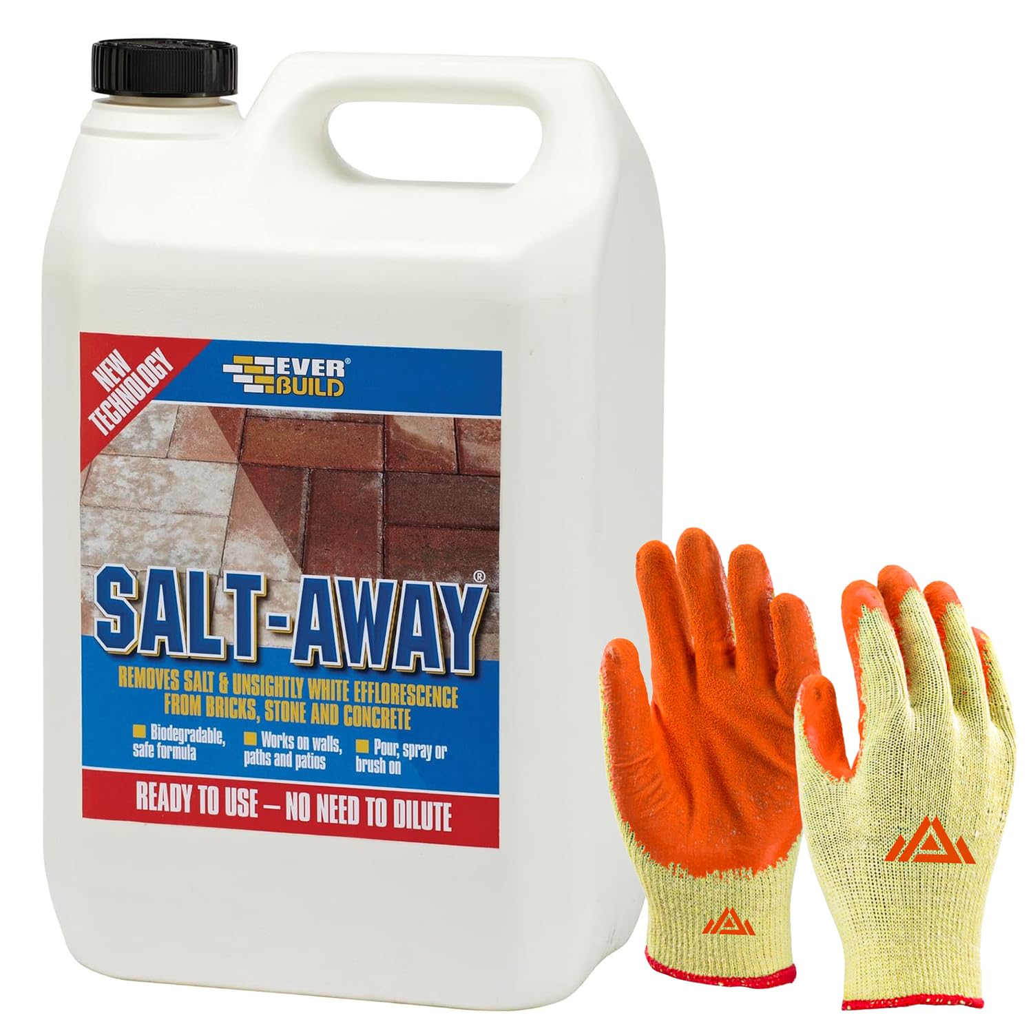 Salt & White Efflorescence Remover 5 Litres -Brick Acid Cleaner for Bricks, Stone, and Masonry With Perfectonish Gloves