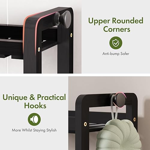 Miniatura 7 de AmazerBath Estante de almacenamiento de bambú sobre el inodoro, organizador de baño de 2 niveles y estantes de almacenamiento, 2 en 1, doble estable