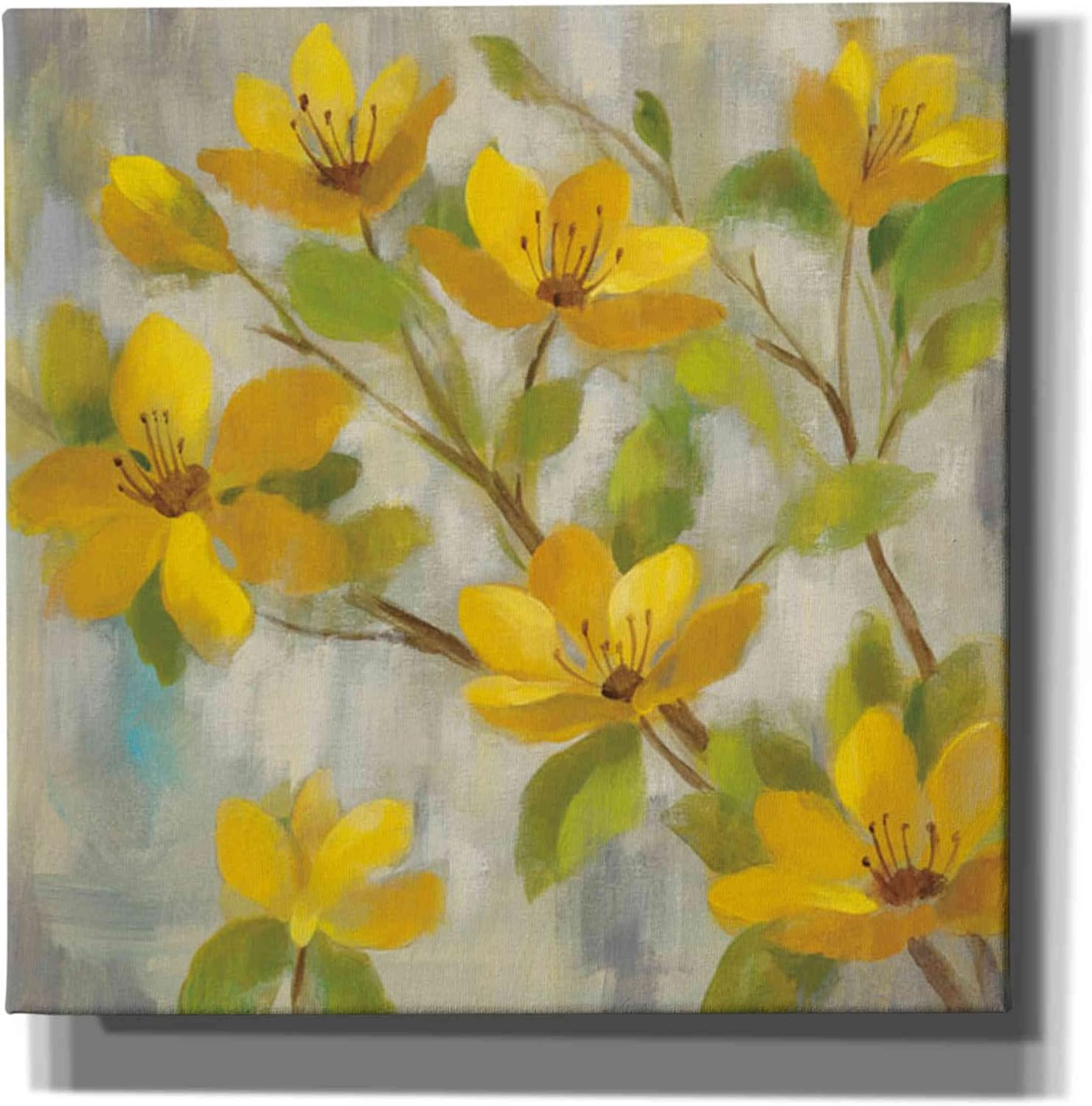 Epic Graffiti 'Golden Bloom I' by Silvia Vassileva, Canvas Wall Art, 12"x12"