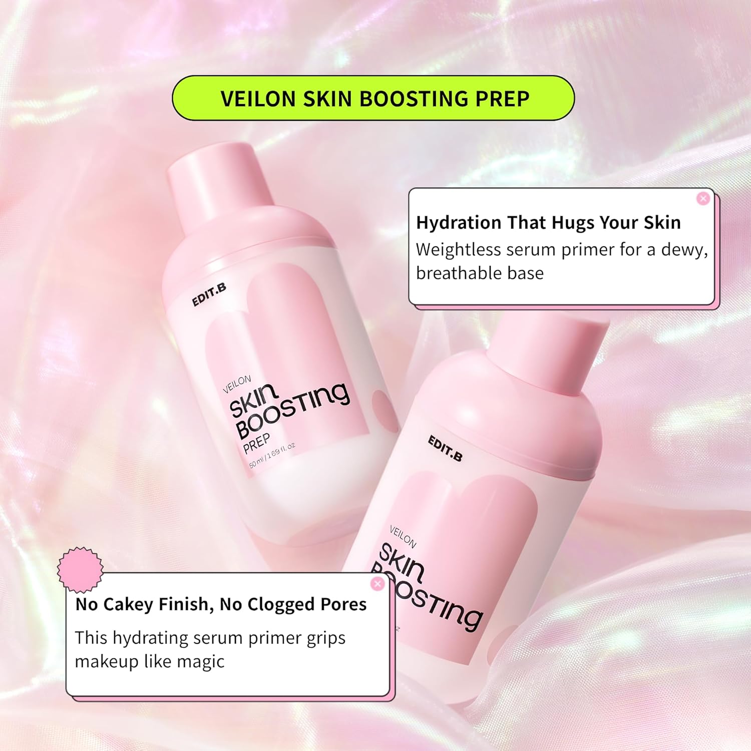 Veilon Skin Boosting Prep, Hydrating Korean Vegan Makeup Primer for Smooth & Glassy Skin, Pore Blurring, Long-Lasting Base Hold, Lightweight Serum Texture, Radiant Glow, 1.69 fl.oz / 50ml - Image 2