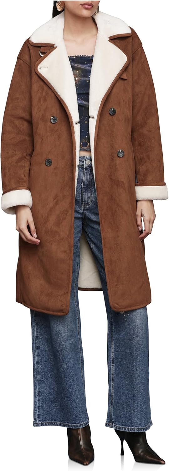 Avec Les Filles womens Faux Shearling Belted Coat - Image 5
