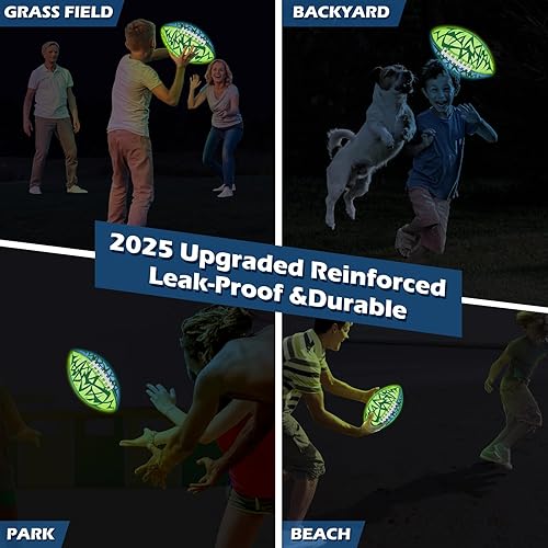 Miniatura 8 de Jasonwell Fútbol que brilla en la oscuridad, juguete de fútbol con luz de agarre fuerte, pelotas deportivas al aire libre para niños, adolescentes,