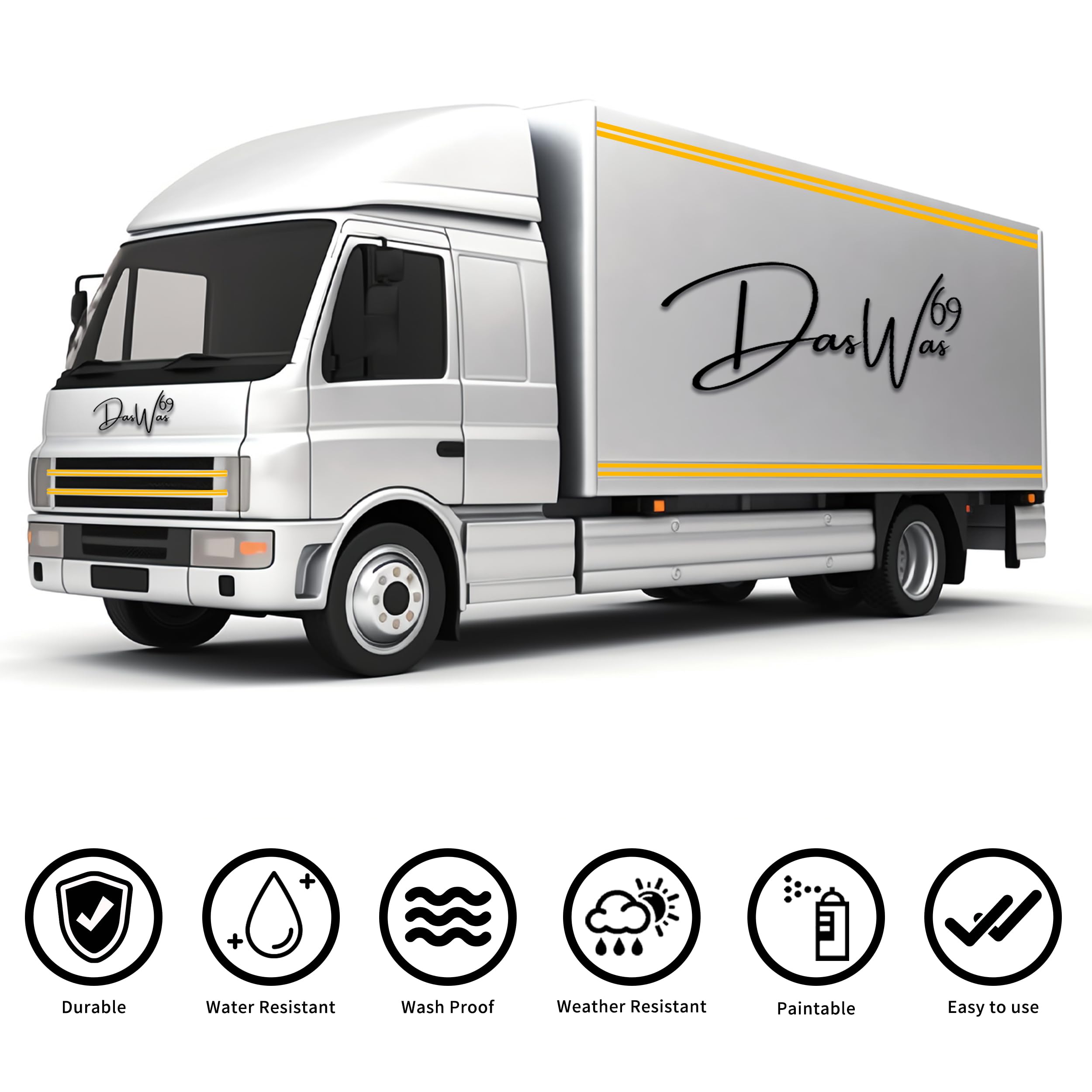 DasWas Strisce Decorative Autoadesive GIALLO 10 mm x 10 m Resistenti Alle Intemperie