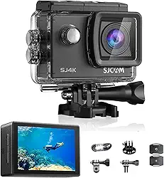 SJ~CAM SJ4000-Câmera de Ação à Prova D'água 30m,Filmadora 4K 40 MP EIS de 3 Eixos, Câmera Subaquática à prova D'água com Campo de Visão de 170°, Zoom de 5X (Tela única)