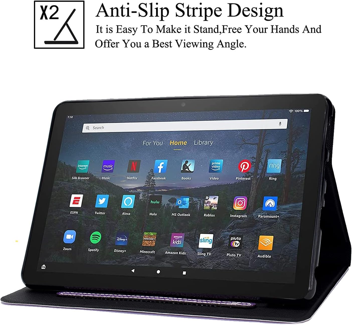 REASUN Case for Kindle Fire HD 10 2021, PU Leather Card Slots with Auto Sleep/Wake Stand Case for Amazon All-New Kindle Fire HD 10 & HD 10 Plus Tablet (11th Generation,2021 Release) (Purple)