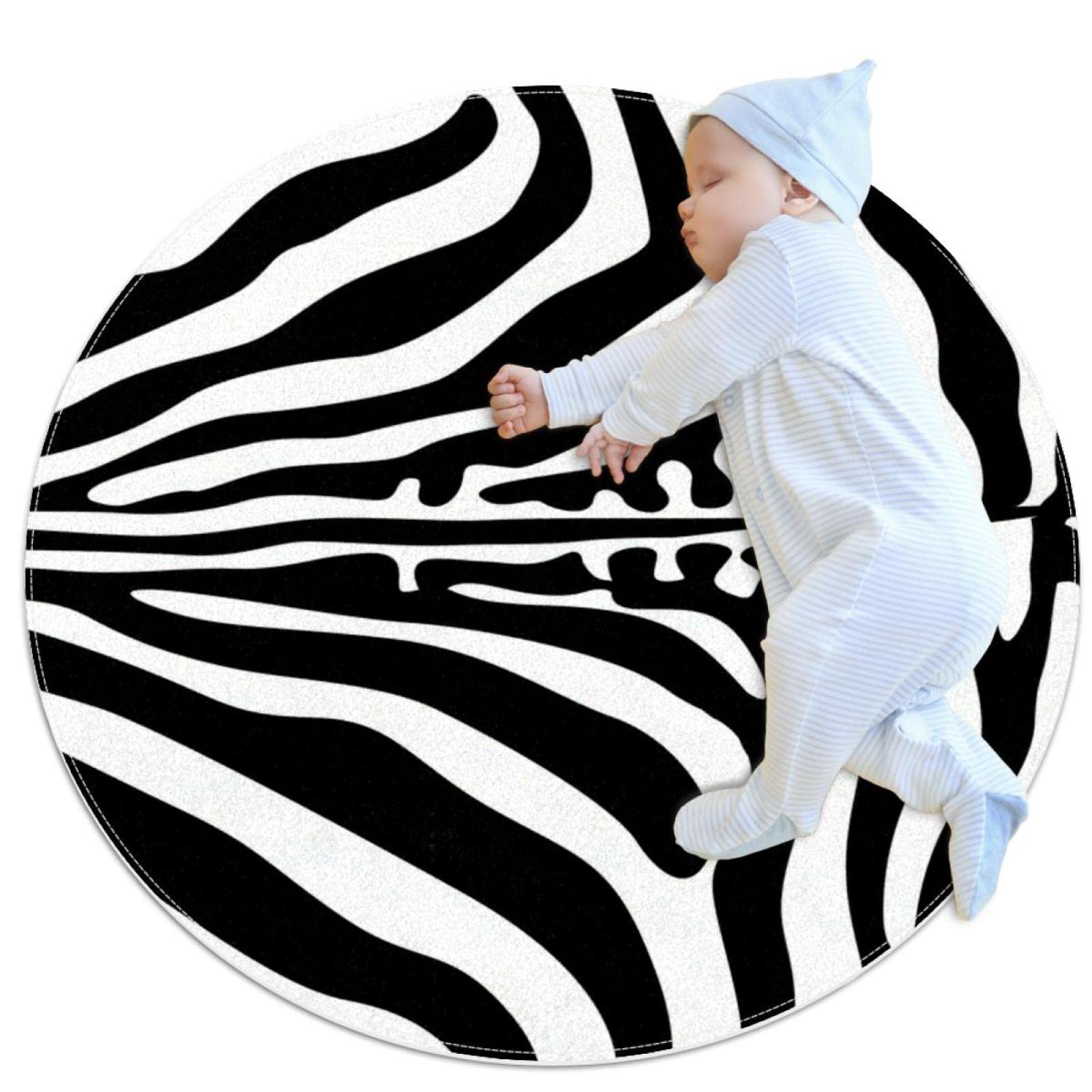 Tapis d'architecte rond JDEZ motif rayures animalières chic 100cm