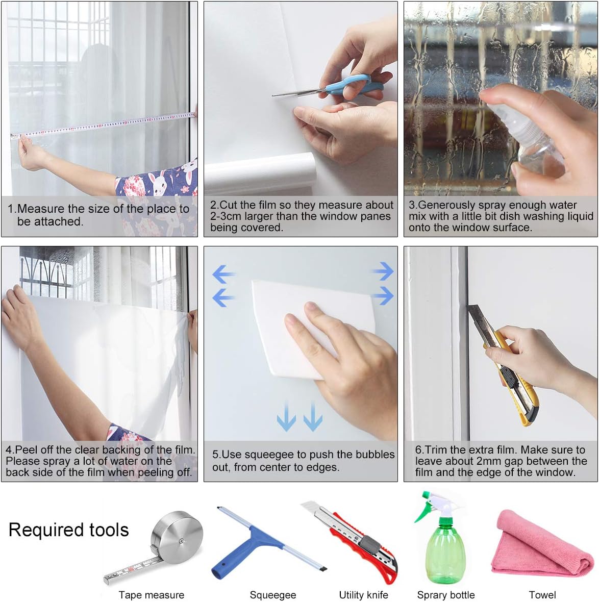 HIDBEA Frosted Window Privacy,Sun Blocking Removable Covering Opaque Static Cling Vinyl Glass Film for Bathroom Office, 35.4" x 32.8' (90 x 1000 cm), 01- Matte Pure : Everything Else