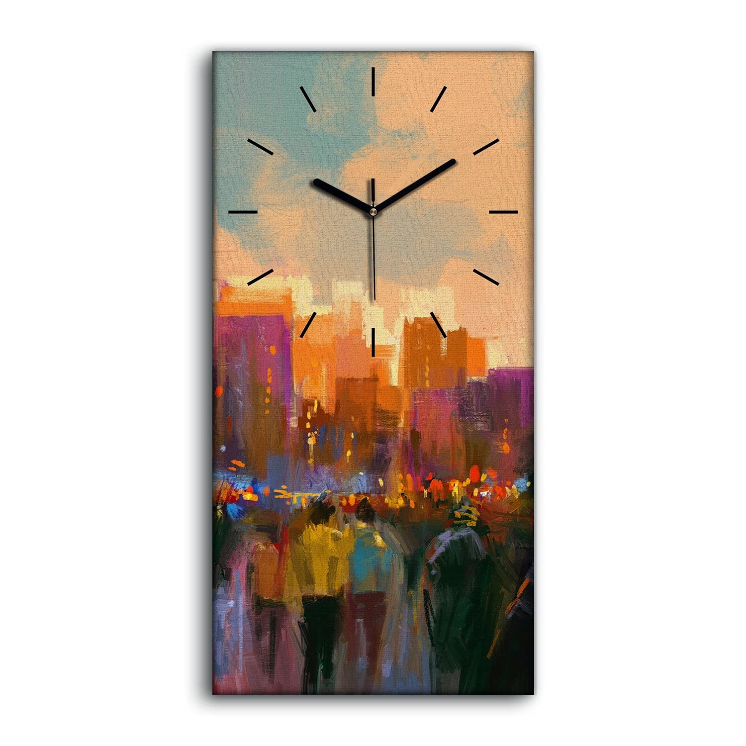 Horloge sur Toile de 30x60cm Silencieuse pour Ne Pas Tic Tac dans la Chambre