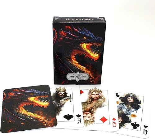 Miniatura 7 de Naipes Autumn Maiden, cubierta de tamaño de póquer de fantasía, cubierta temática de otoño, cartas de coleccionista únicas Doncella de otoño,Dragón