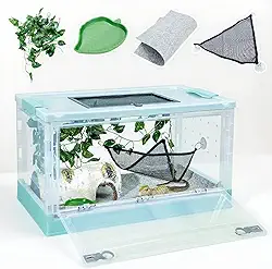 Terrários de répteis dobráveis de 56 cm, compartimentos para tanques de cobra para dragões barbudos, lagartos, lagartixas com crista, visões claras, portabilidade, malha resistente a altas