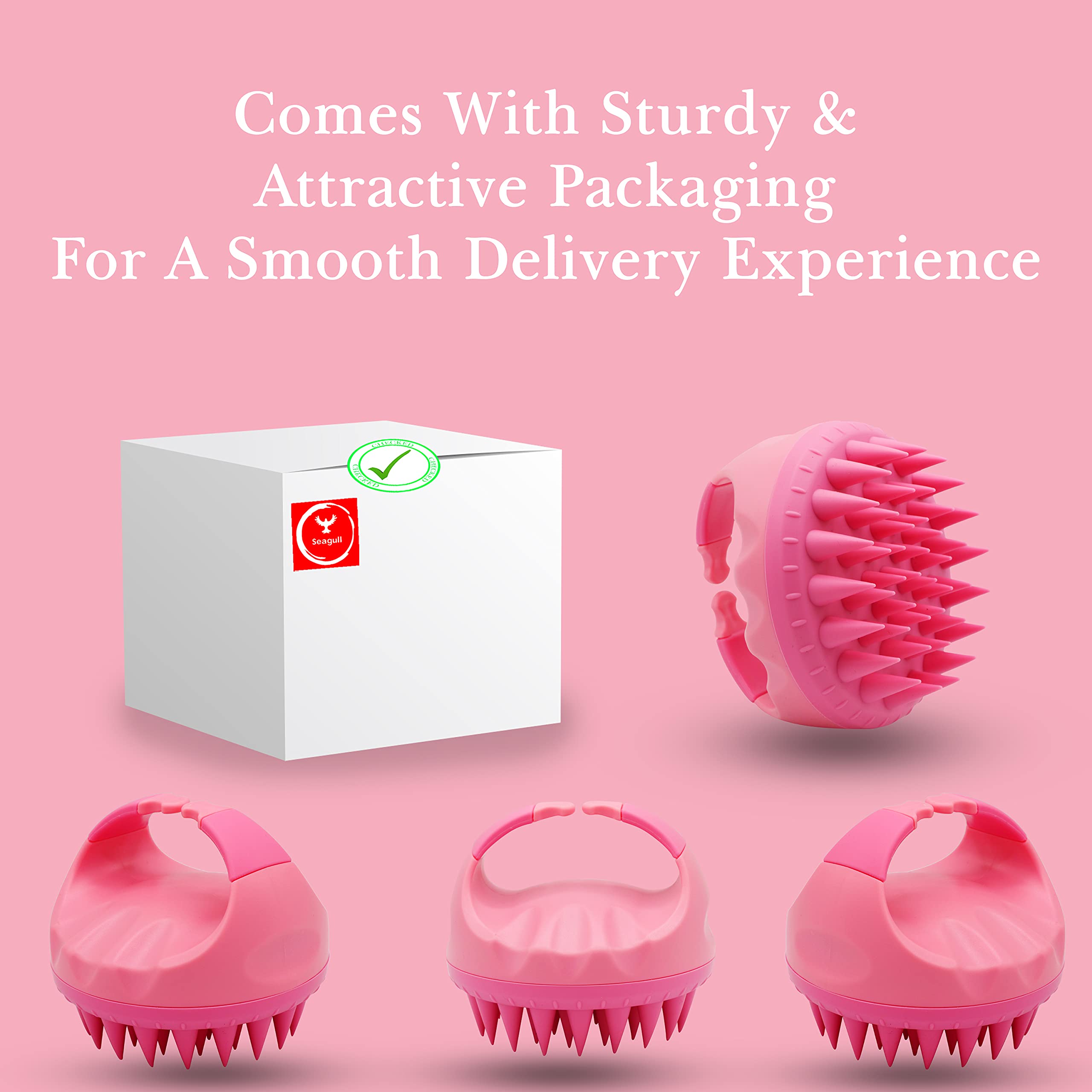 Seagull Flight Of Fashion Hair Scalp Massager, Shampoo Brush With Soft Silicone Bristles For Men and Women (Pack of 1 - Baby Pink) 4