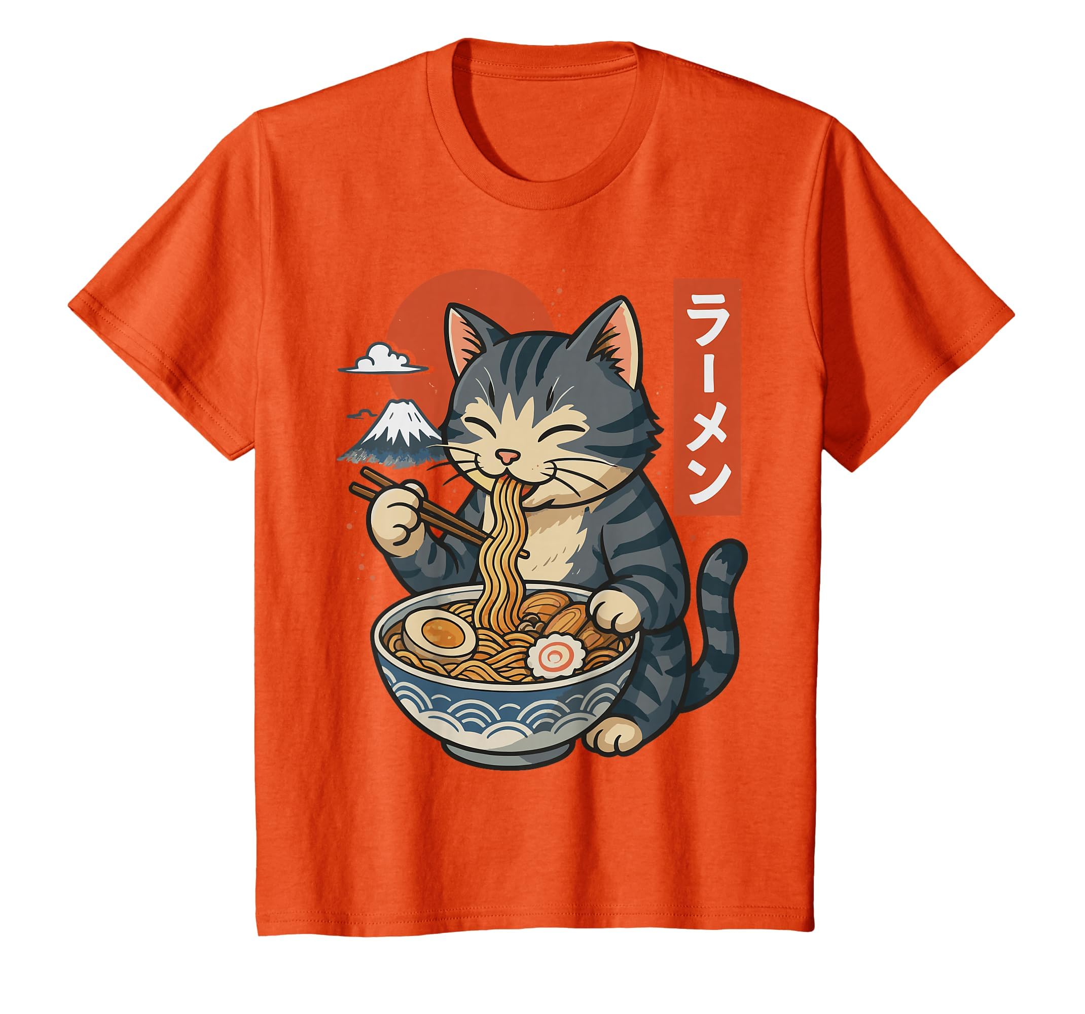 Anime Cat Eating Ramen Retro Kawaii Ramen Cat T-Shirt