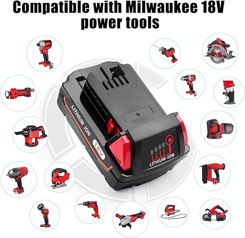 Miniatura 2 de BECDXPal Paquete de 2 baterías de repuesto de 3.5 Ah para batería Milwaukee M18 de 18 V Milwaukee y kit de cargador, 48-11-1811 batería Milwaukee