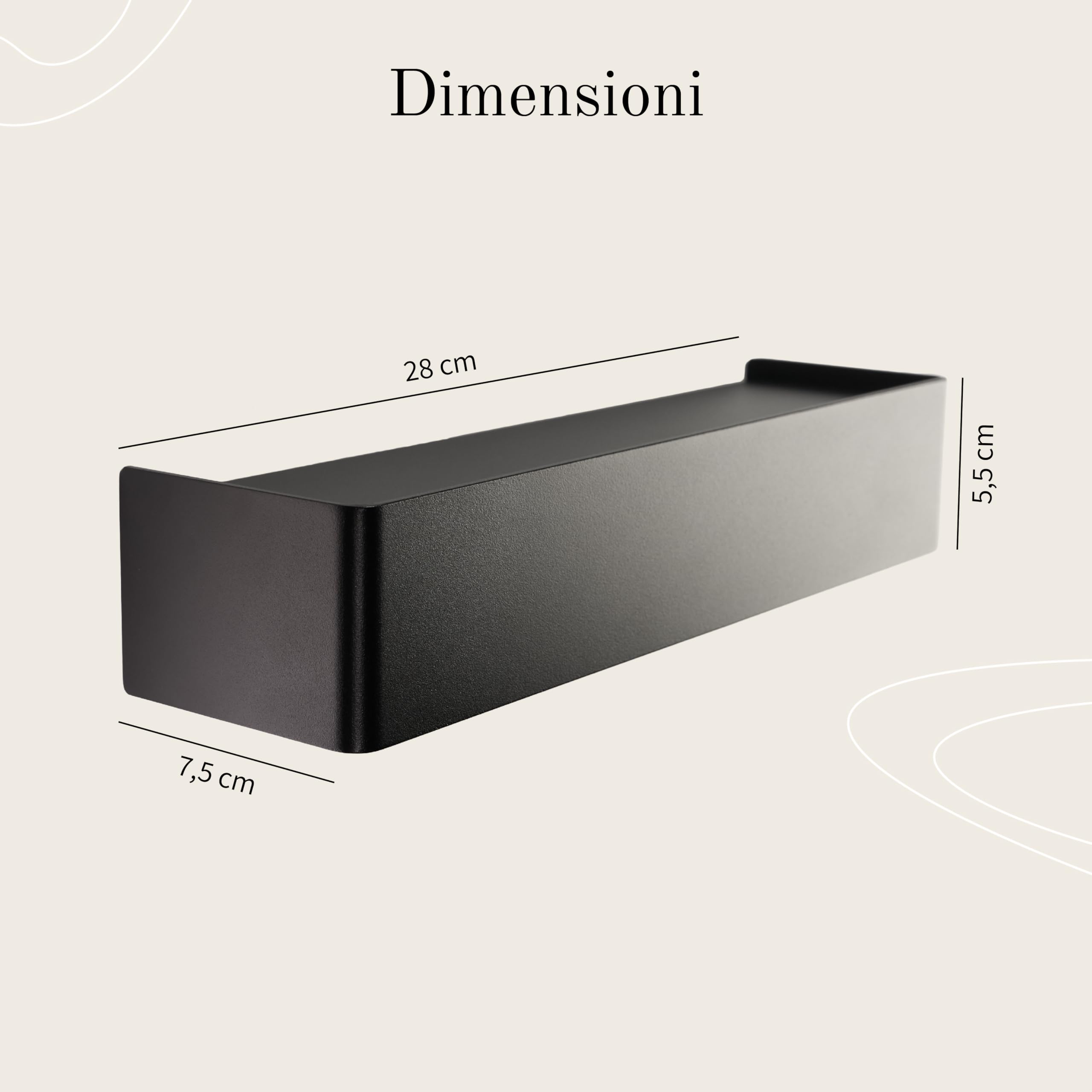 Design Amburgo Portachiavi moderno da parete | Appendi chiavi con ripiano | Ganci portachiavi da muro | Arredo ingresso minimalista in alluminio (Nero Opaco)