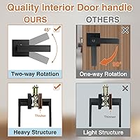 Vista 3 de Juego de 5 manijas de puerta de paso para interiores negras (sin cerradura), paquete de 5 pomos de puerta resistentes para pasillo o armario, manija