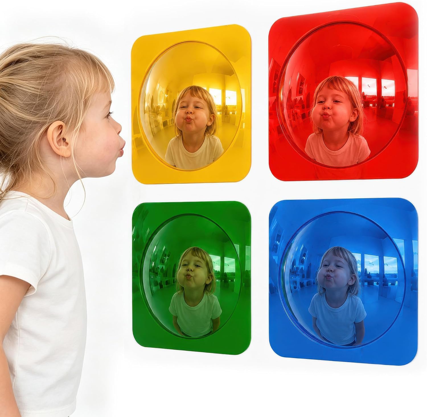 4PCS Sensory Bubble Mirrors for Kids, Acrylic Mirror, Colorful, 25 x 25CM