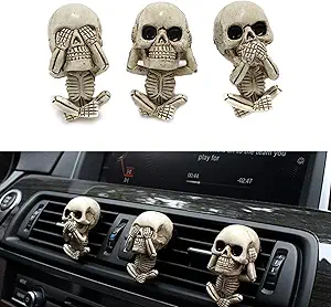 Car Air Freshener Clips, Car Vent Decoration, Pipishoop Skull Car Interior Accessories, Car Air Conditioner Vent Decoration, Office Home Aromatherapy Thanksgiving Christmas Day Decor Gifts for Men/Wom