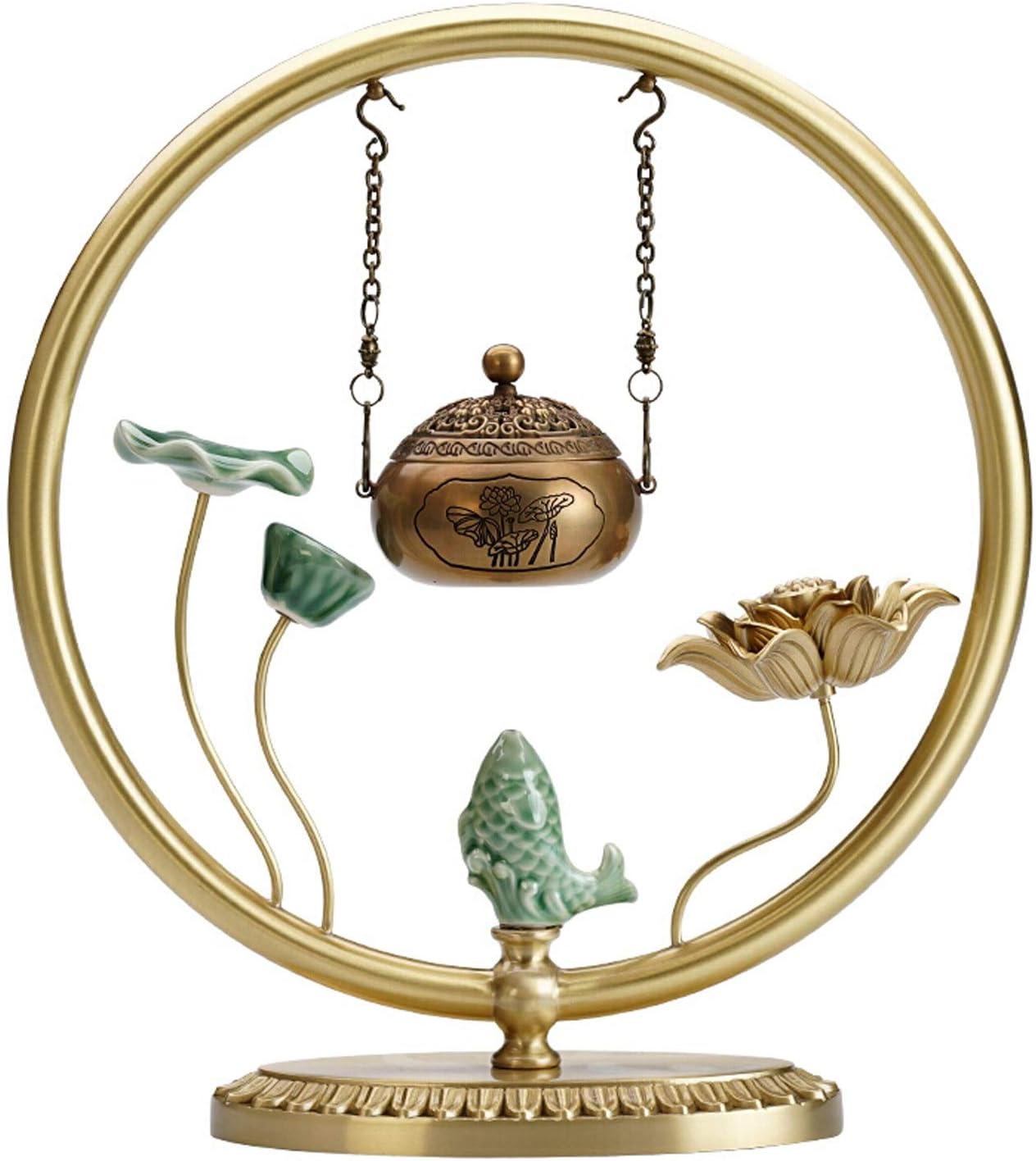 Pure Copper Incense Burner Antique Lotus Hanging Stove Hanging Pan Incense Burner Home Indoor Office Accessories Tea Room Incense Road Decoration Incense Burner Holder