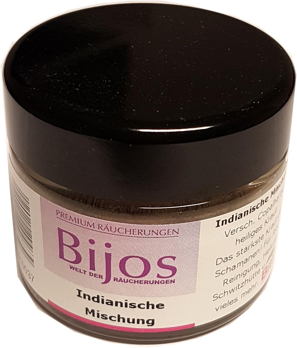 Bijos incense in a 50 ml glass INDIAN MIX – for rituals, cleansing, healings, sweat lodges etc.