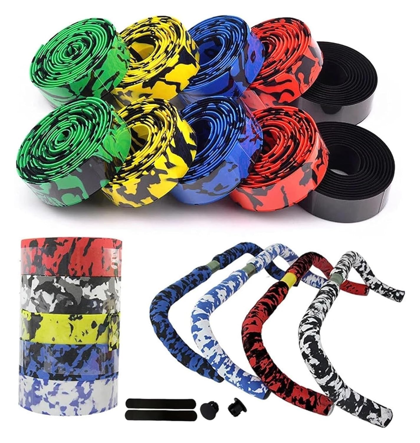 Handlebar Tape,Bike Handlebar Tape Bicycle Handlebar Tape Cycling Shock Anti-Slip Bar Tape Bike Accessories with Bar Plugs(2)