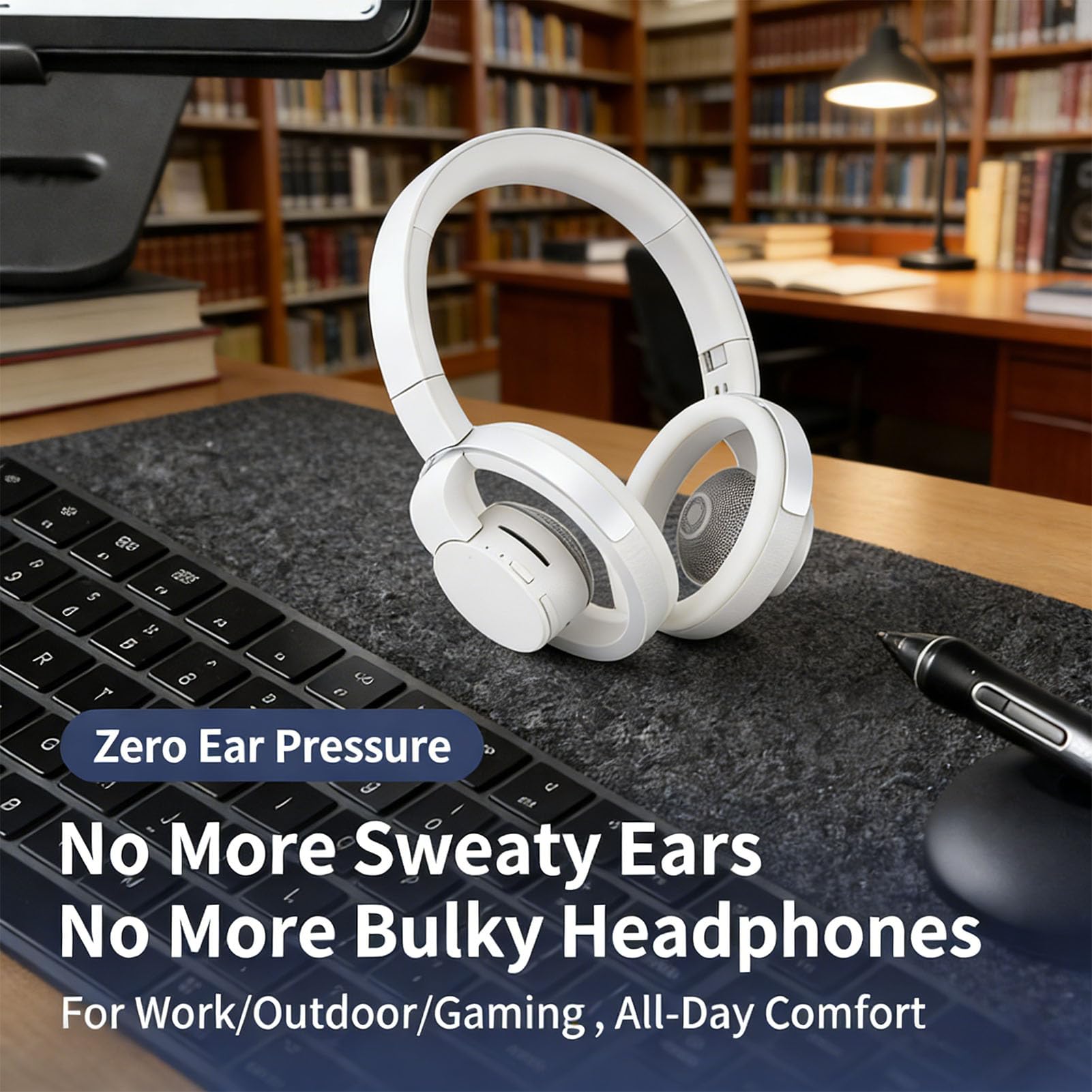 Haofy Cuffie con Retro Aperto Wireless Bluetooth 6.0 Design Pieghevole con Durata della Batteria di 20 Ore Accoppiamento Continuo di Due Dispositivi per Pendolari e Lavoratori Remoti Comodi Cuscini
