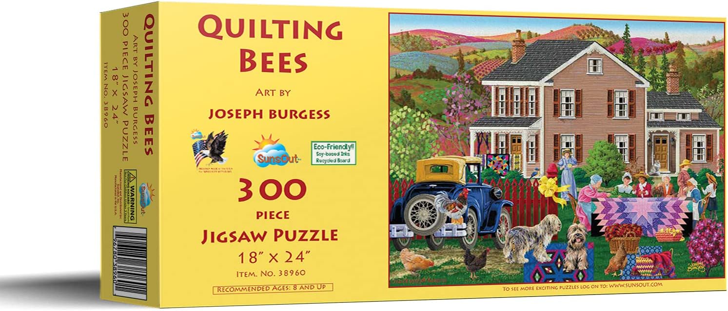 SUNSOUT INC - Quilting Bees - 300 pc Jigsaw Puzzle by Artist: Joseph Burgess - Finished Size 18" x 24" - MPN# 38960