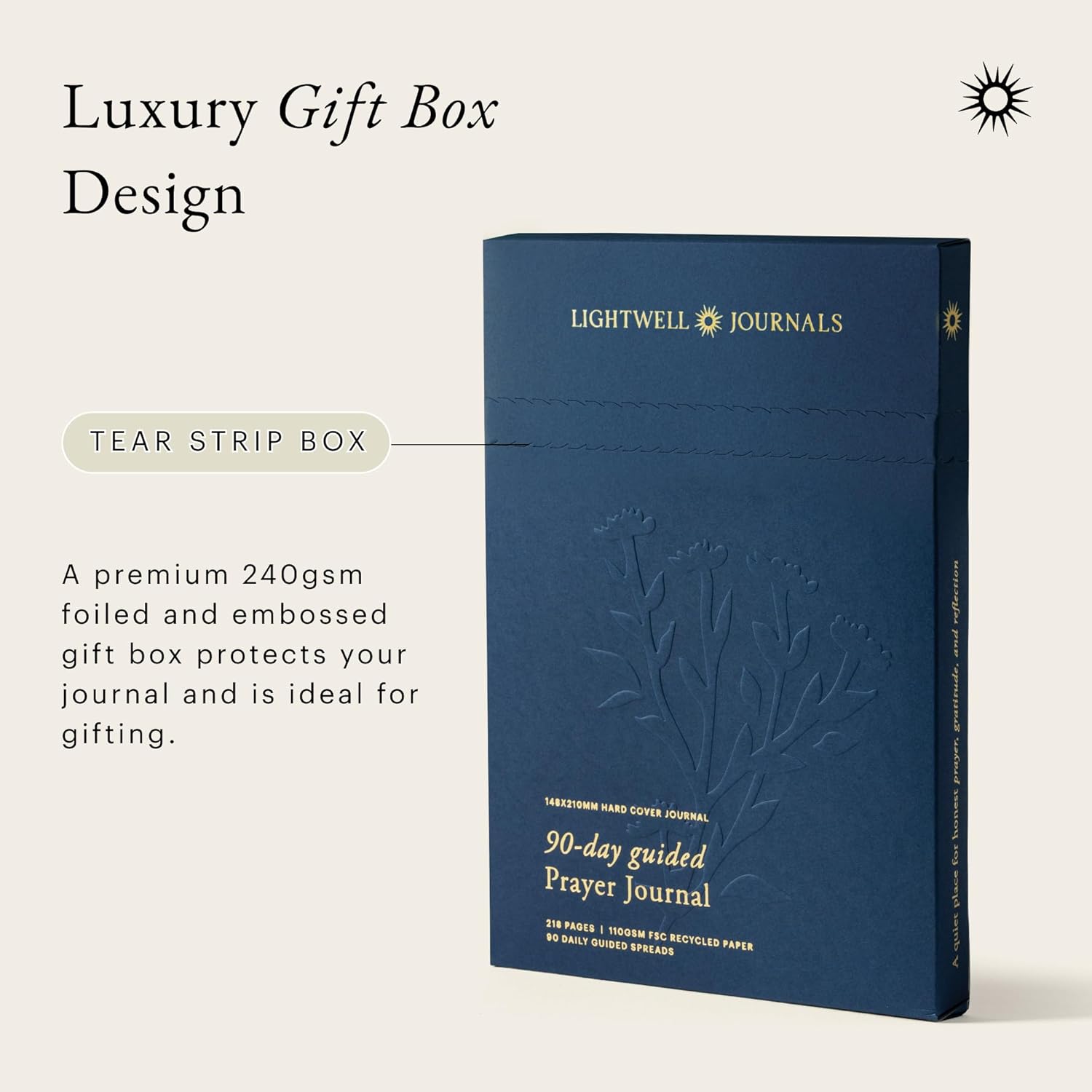 Prayer Journal for Women & Men: Guided Christian Journal with Daily Prompts, Gratitude, Intercession & Reflection | Lightwell 90-Day Prayer Practice | 218 Pages, 110gsm Paper (Cream)