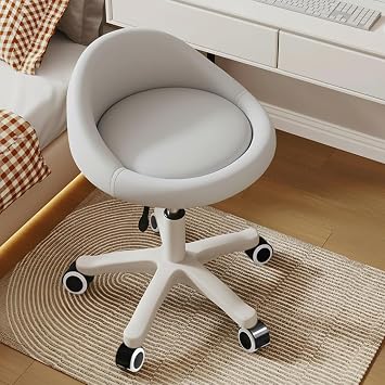 360 Swivel Beauty Salon Chair Gray - Hydraulic Lift Rolling Stool with Backrest, Adjustable 14.6-19.7" Height, PU Padded Seat for Spa, Tattoo, Salon Use