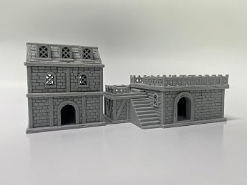Paintable Tabletop Miniature Building Terrains Compatible with D&D and Alike RPG War Games - 18mm/28mm Scale Scenery with Medieval Gothic Architecture Style (28mm Scale)