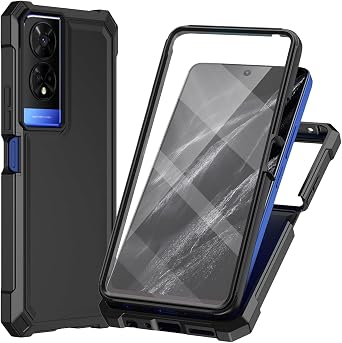 TJS Compatible for TCL 50 XE 5G T614SP Case, TCL 50 XE NXTPAPER 5G T614WS Case, [Built-in Screen Protector], Full-Body Protector Shockproof Rugged Bumper Hybrid Phone Case for TCL 50XE Black