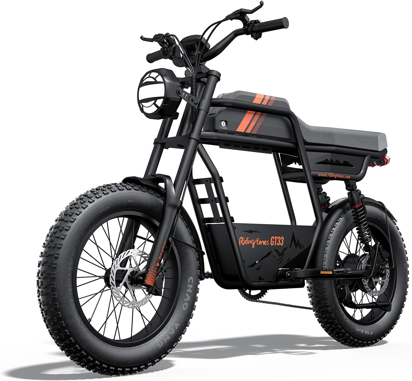 GT33 Electric Bike with Central Rack, Max 34MPH & 50-80 Miles Ebike with 20" Fat Tires, 1500W Motor & 27AH Removable Battery, Dual Hydraulic Brakes, Full Suspension E Bike