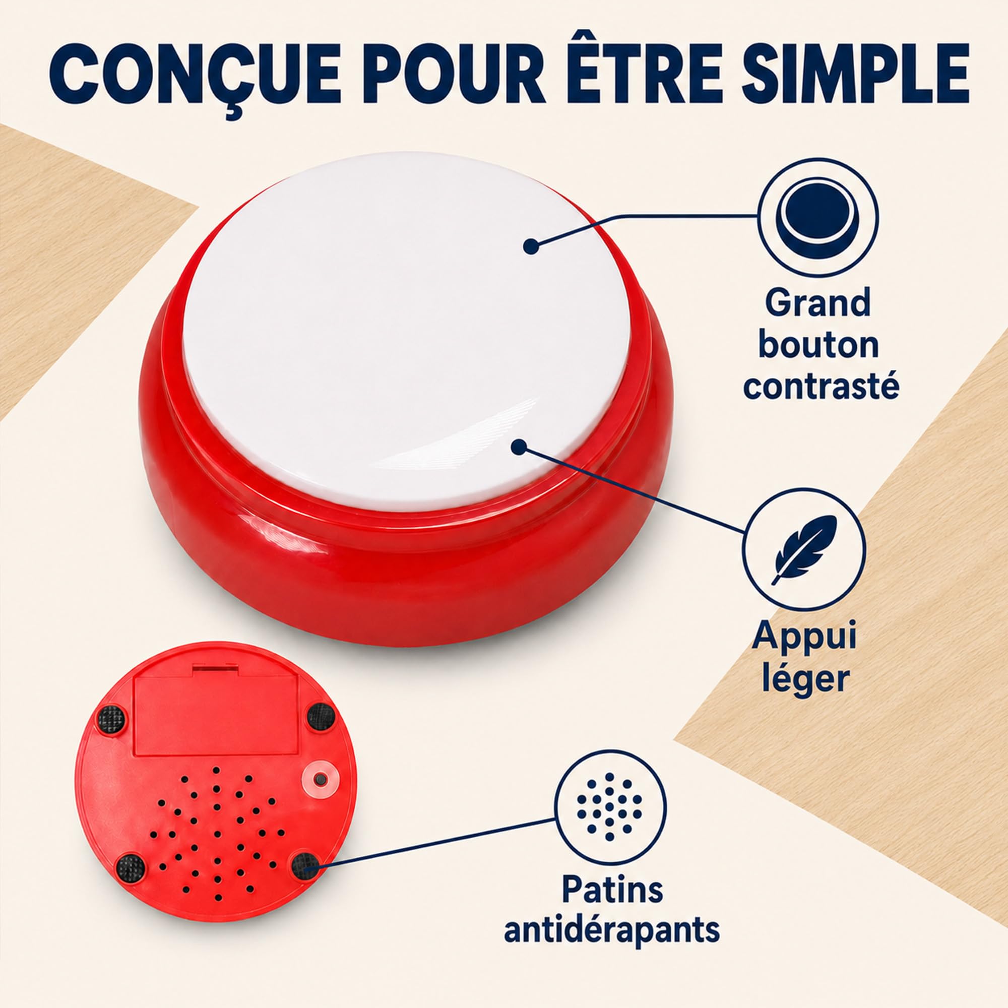 Horloge Parlante à Boutons Voix Française Claire, Réveil,12/24H | Voix Française Claire et Facile à Comprendre, Avec Réveil Sonore - Idéale pour Malvoyants, Aveugles et Personnes Agées