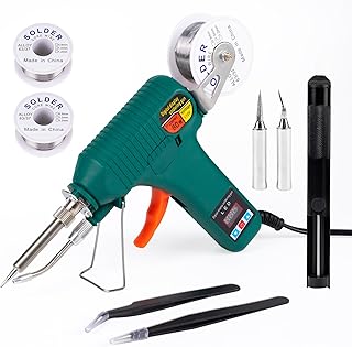 Soldering Gun Kit - Soldering Iron Kit with Adjustable Temp 180-520°C,ON/OFF Button,80W LED Digital Internal Heat Soldering Gun,Auto Send Tin Soldering Kit for Electronics Welding Repair DIY