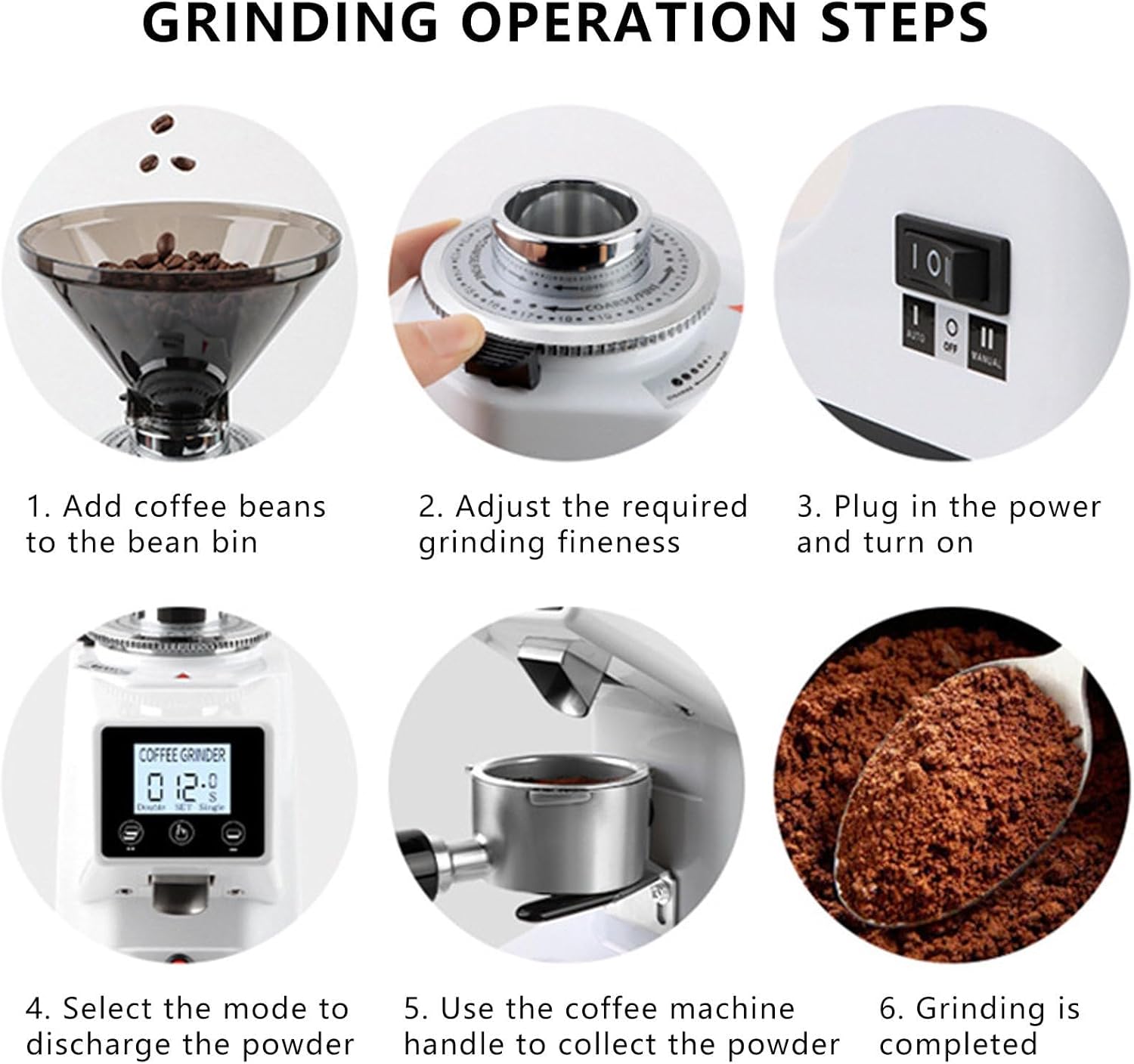 200 g/500 g Coffee Grinder Electric, Compact Automatic Bean with Flat Burr,19 Precise Grind Adjustable,Anti-static for Espresso, Drip, French Press(Black,500ml)
