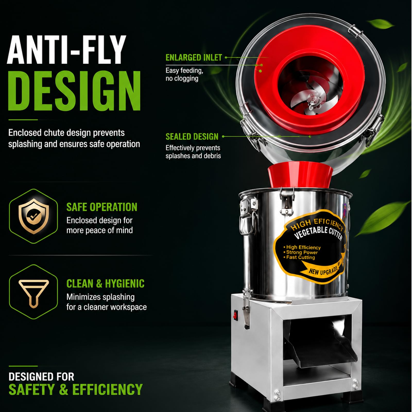 Picadora Eléctrica Comercial De Verduras, Procesador De Alimentos Multifuncional De Acero Inoxidable, Con Boca De Entrada Ancha De 32 Cm; Trituradora De Alimentos Para Aves Y Repollo 2200W