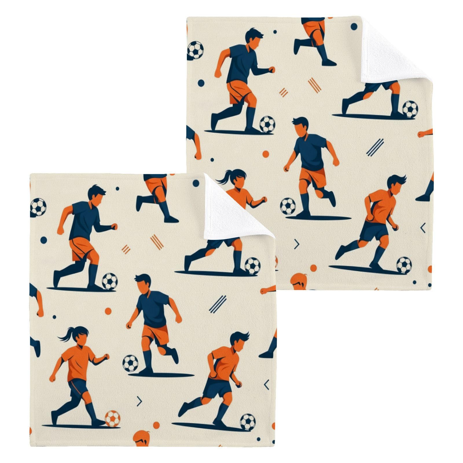 BOESI Soccer Player Pattern 12x12in Cotton Washcloth,Face Towel