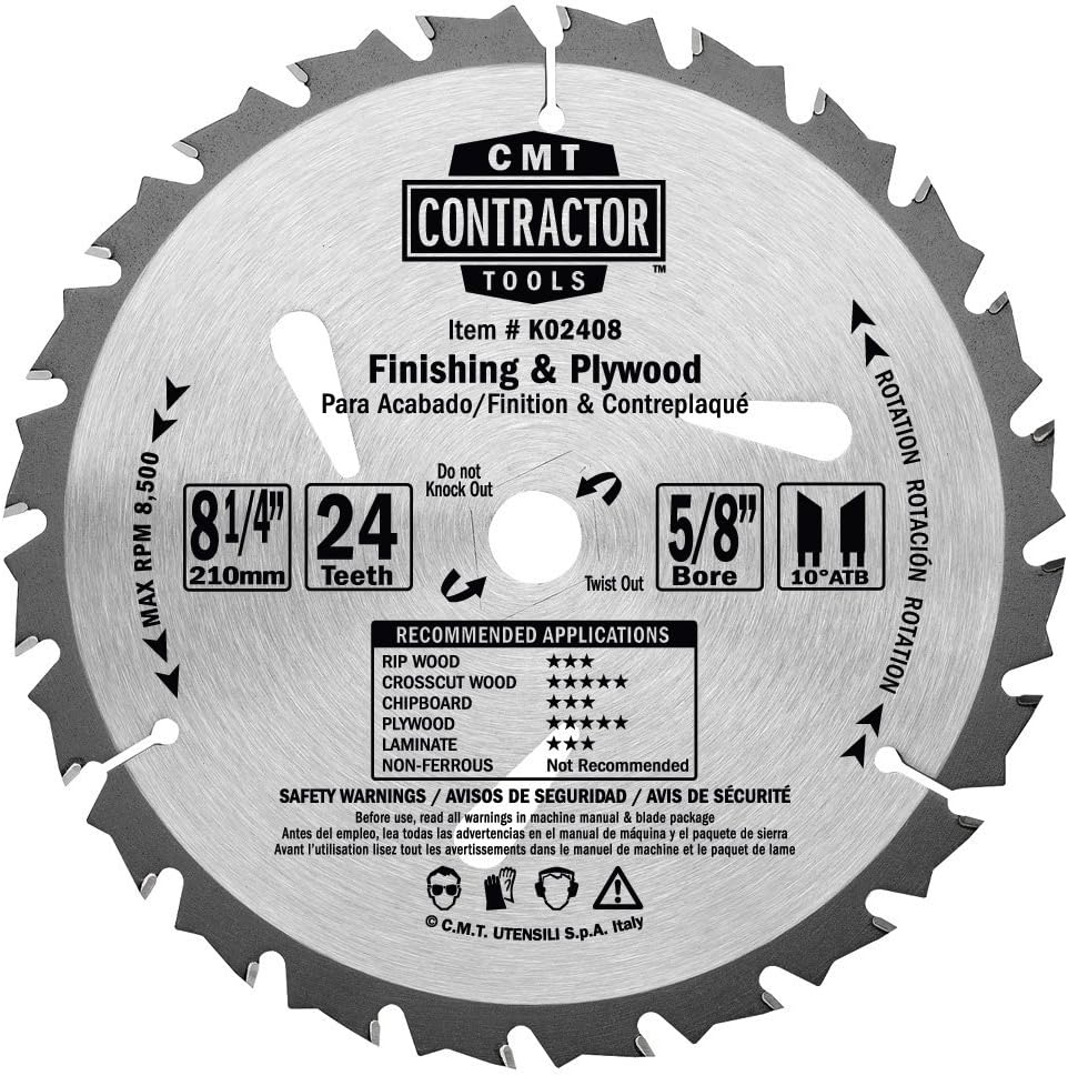 CMT CMT K02408 ITK Contractor Framing/Decking Saw Blade, 8-1/1 X 24 Teeth, 10Degree ATB with 5/8-Inch<> Bore