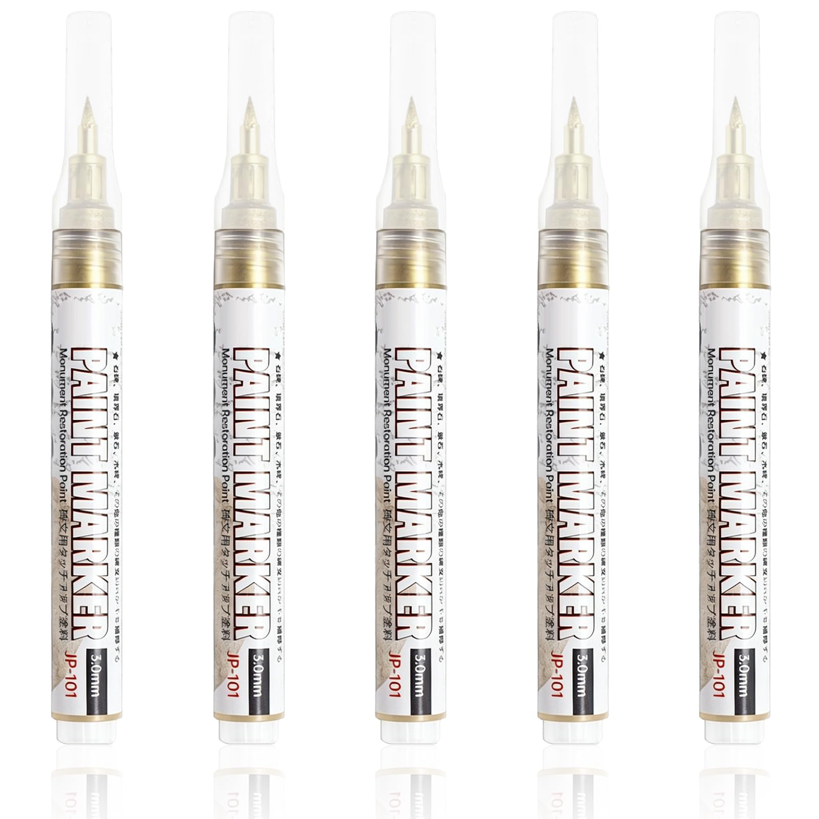 atnayo 5 Pcs Golden Tombstone Marker Pen, Waterproof Gravestone Pen for Restoring Faded Grave Inscriptions & Headstone Lettering