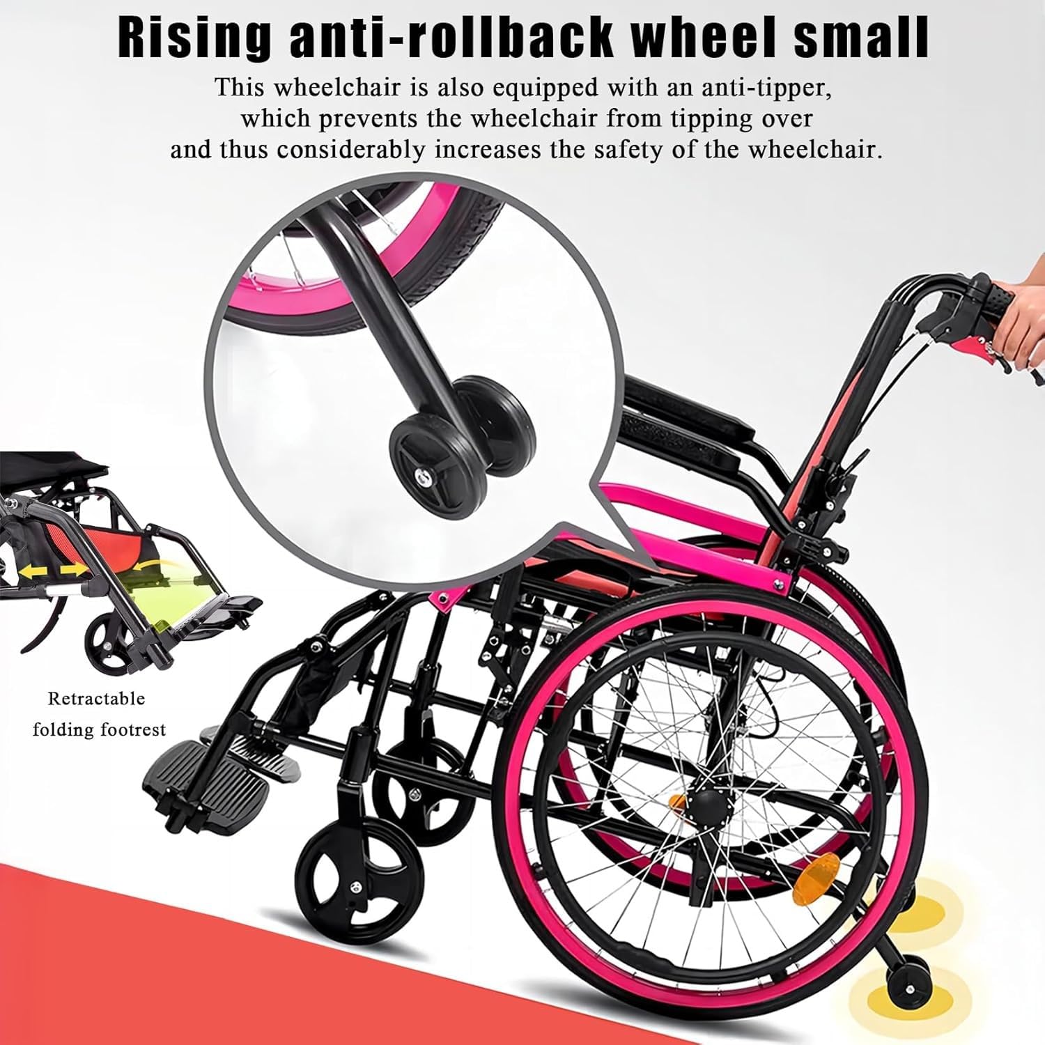 Silla De Ruedas De Viaje Ultraligera,Silla Ruedas Plegable Liviana para El Hogar Y La Carretera,Silla Ruedas Activa Aluminio,Sillas Ruedas Autopropulsadas,Reposabrazos Giratorios