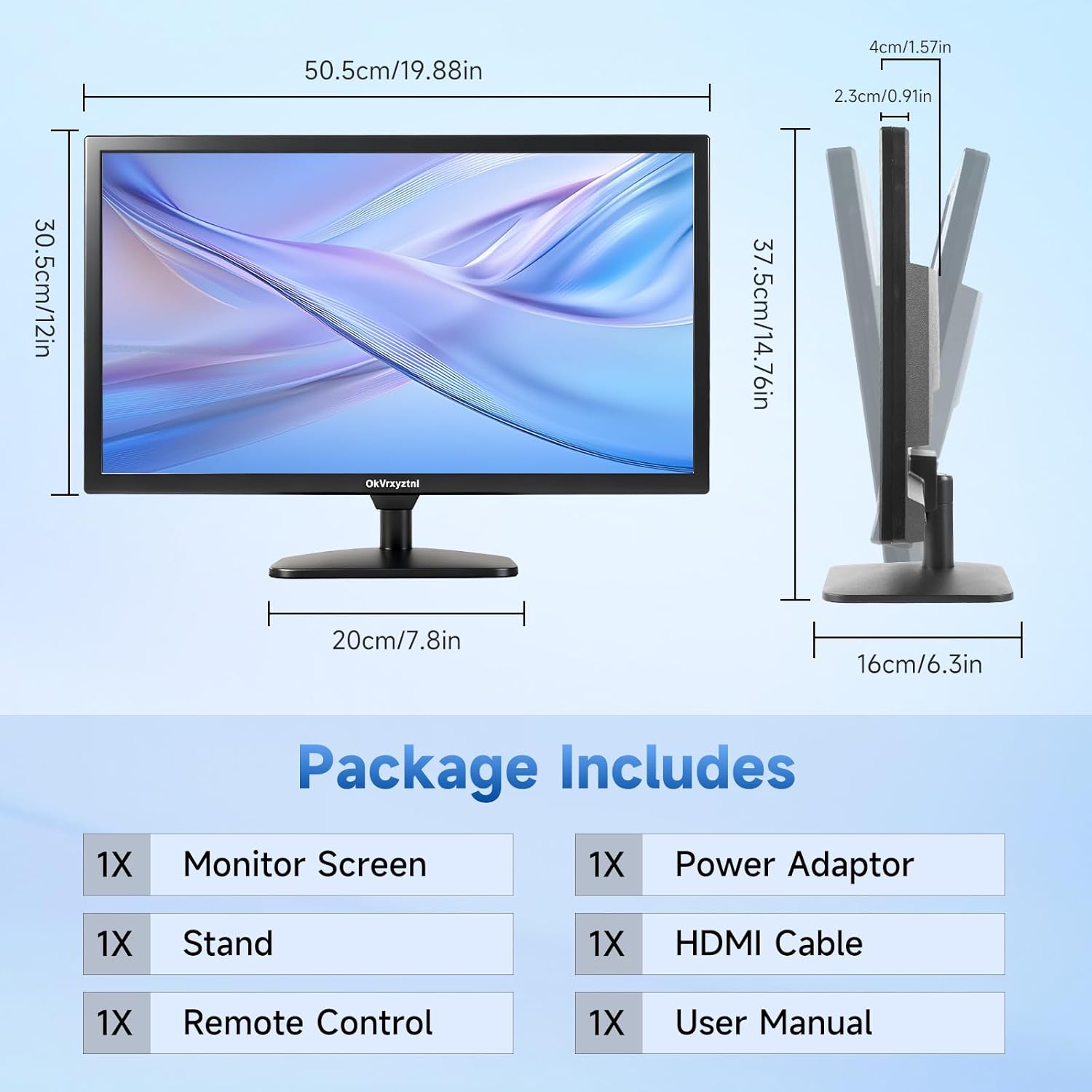 21.5 inch HD (1920 x 1080) CCTV Monitor, 16:9 with BNC/VGA/HDMI/Built-in Speaker 60Hz Refresh Rate, Monitor for laptops, Computers and desktops,LED Display,VESA 75x75MM
