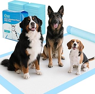 Ownpets 80x120cm große Trainingsunterlagen Hund, XXL 40 stücke saugfähige Hunde Toilettenmatte, Pee Pads, Pipi Matten für große Hunde, Inkontinenzunterlage Einweg, schnell trocknender Oberfläche, Blau